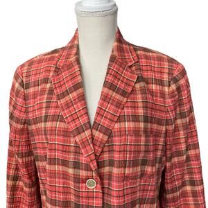 Talbots Cotton Plaid Lightweight Blazer  14